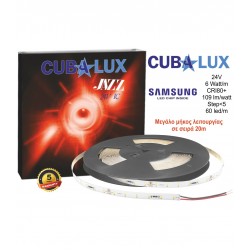 Ταινία Led JAZZ 24V IC 6 Watt IP20 SAMSUNG Chip Ψυχρό Λευκό 5700K - 15 μέτρα - CUBALUX