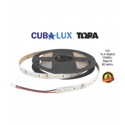 Ταινία Led Αυτοκόλλητη 14.4W 12V IP65 TΩRA 5 μέτρα Ψυχρό Λευκό 6000Κ CUBALUX