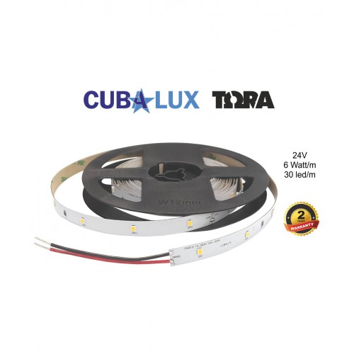 Ταινία Led Αυτοκόλλητη 6W 24V IP20 6W TΩRA 5 μέτρα Ψυχρό Λευκό 6000Κ CUBALUX