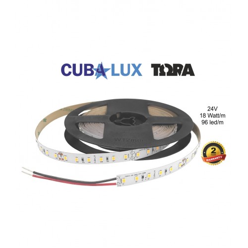 Ταινία Led Αυτοκόλλητη 17W 24V IP65 TΩRA 5 μέτρα Ψυχρό Λευκό 6000K CUBALUX
