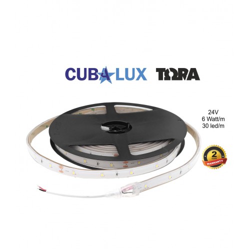 Ταινία Led Αυτοκόλλητη 6W 24V IP68 TΩRA 5 μέτρα Θερμό Λευκό 3000K CUBALUX