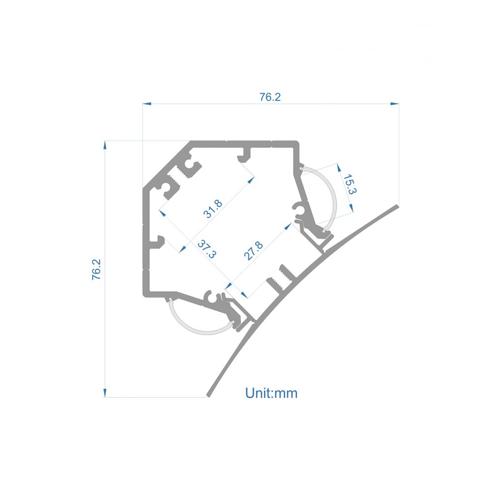 Σετ Κορνίζα Αλουμινίου Τοίχου-Οροφής Λευκή για Κρυφό Φωτισμό 2 Μέτρα - Cubalux