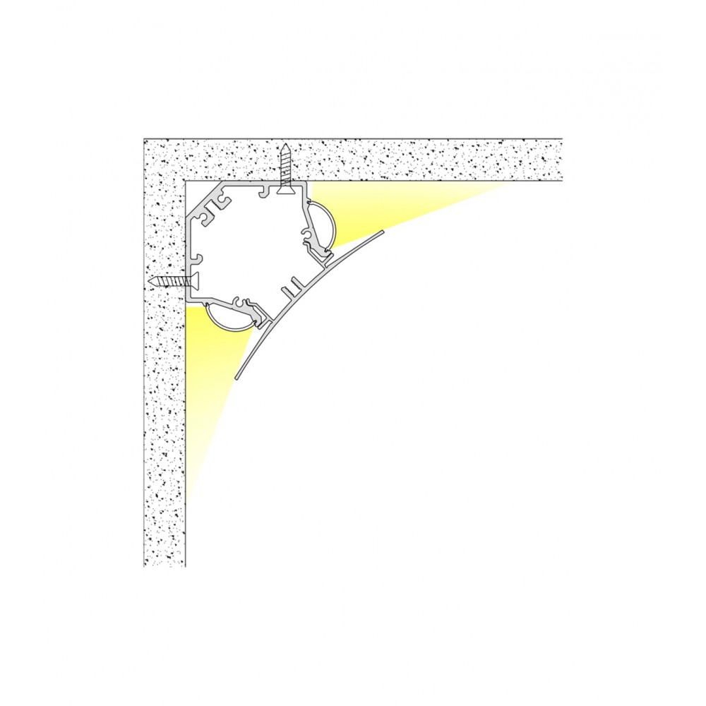 Σετ Κορνίζα Αλουμινίου Τοίχου-Οροφής Λευκή για Κρυφό Φωτισμό 2 Μέτρα - Cubalux