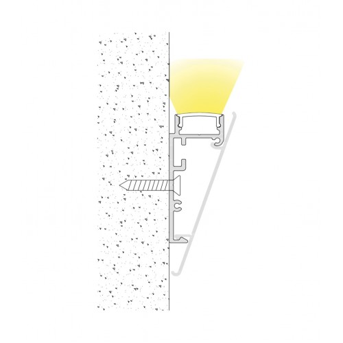 Προφίλ Αλουμινίου Τοίχου Ίσια για Κρυφό Φωτισμό 2 μέτρα - Cubalux