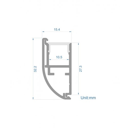 Προφίλ Αλουμινίου Τοίχου Καμπύλη για Κρυφό Φωτισμό 2 μέτρα - Cubalux