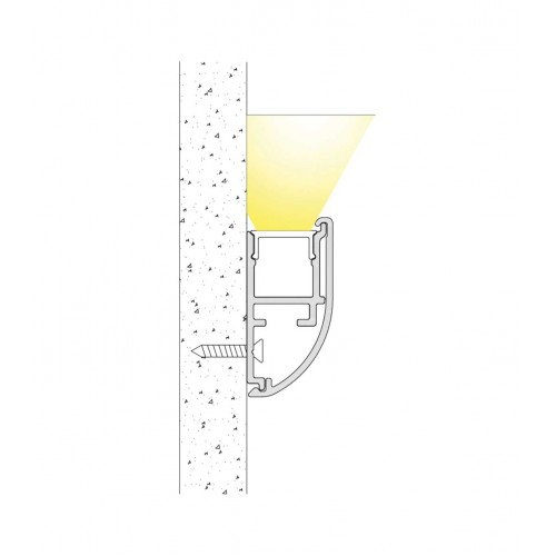 Προφίλ Αλουμινίου Τοίχου Καμπύλη για Κρυφό Φωτισμό 2 μέτρα - Cubalux
