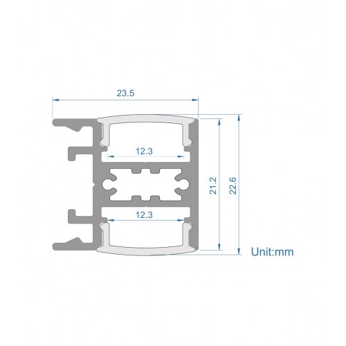 ΣΥΣΤΗΜΑ ΠΡΟΦΙΛ ΑΛΟΥΜΙΝΙΟΥ ΔΙΠΛΗΣ ΕΚΠΟΜΠΗΣ ΓΙΑ ΤΟΙΧΟ 2 μέτρα - Cubalux
