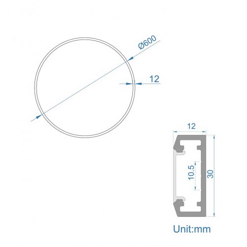 ΚΥΚΛΟΣ ΑΛΟΥΜΙΝΙΟΥ 600MM ΜΕ ΚΑΛΥΜΜΑ ΟΠΑΛ - ΦΩΤΙΣΜΟΣ ΕΣΩΤΕΡΙΚΑ - ΛΕΥΚΟ - Cubalux