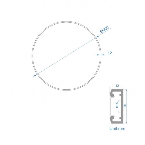 ΚΥΚΛΟΣ ΑΛΟΥΜΙΝΙΟΥ 900MM ΜΕ ΚΑΛΥΜΜΑ ΟΠΑΛ - ΦΩΤΙΣΜΟΣ ΕΣΩΤΕΡΙΚΑ - ΛΕΥΚΟ - Cubalux