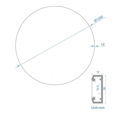 ΚΥΚΛΟΣ ΑΛΟΥΜΙΝΙΟΥ 1200MM ΜΕ ΚΑΛΥΜΜΑ ΟΠΑΛ - ΦΩΤΙΣΜΟΣ ΕΣΩΤΕΡΙΚΑ - ΛΕΥΚΟ - Cubalux