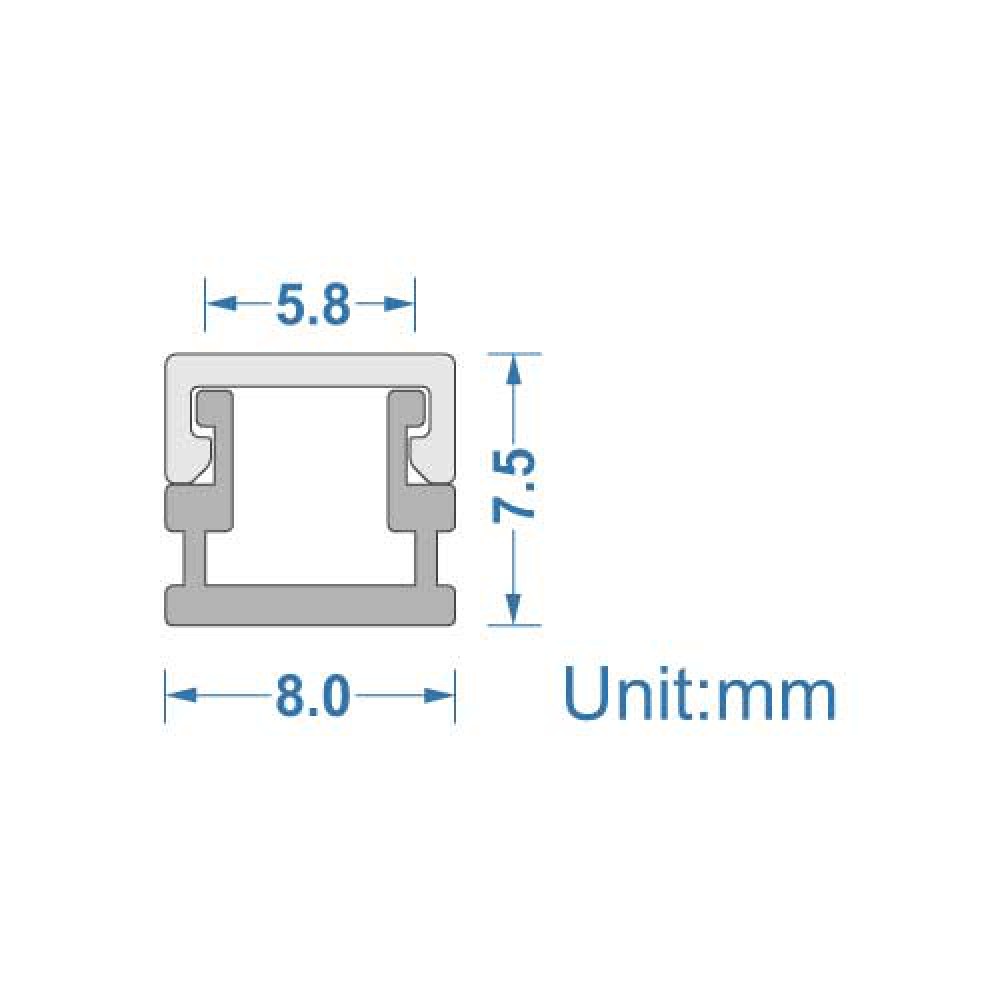 Προφίλ για ταινία Slim Line 5mm - 2 μέτρα - CUBALUX