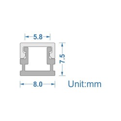 Προφίλ για ταινία Slim Line 5mm - 2 μέτρα - CUBALUX