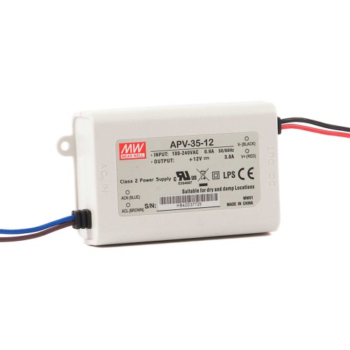 MEAN WELL APV SERIES ― Σταθερής Τάσης 35 Watt 12 Vdc IP42
