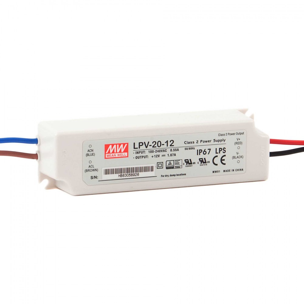 MEAN WELL LPV SERIES ― Σταθερής Τάσης 20 Watt 24 Vdc IP67