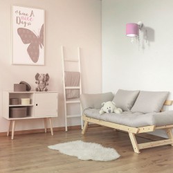 Παιδικό Φωτιστικό Τοίχου Με Υφασμάτινο Καπέλο με Μπαλαρίνες και Κρύσταλλα Ροζ Φ22cm 1x E27 BALETNIKA - MiLagro