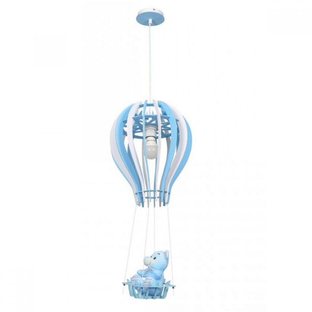 Παιδικό Φωτιστικό Γαλάζιο Αεροστατο με κρεμαστό Αρκουδάκι 1xE27 - MiLagro