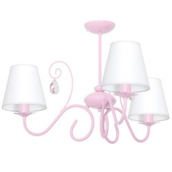 Παιδικό Φωτιστικό Πολυέλαιος με Καπέλα SARA 3-φωτο Ροζ με Κρύσταλλα 3x E14 - MiLagro