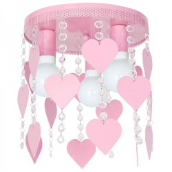 Παιδικό Φωτιστικό Οροφής Μεταλλικό Ροζ Με Καρδούλες Και Κρύσταλλα CORAZON 3xE27 - MiLagro