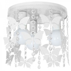 Παιδικό Φωτιστικό Οροφής Μεταλλικό Λευκό Με Πεταλούδες Και Κρύσταλλα 3x E27 ANGELICA - MiLagro