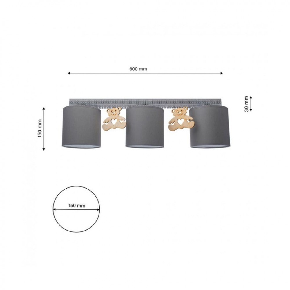 Φωτιστικό Οροφής Mis Γκρι Με Ξυλινα Αρκουδακια - MiLagro
