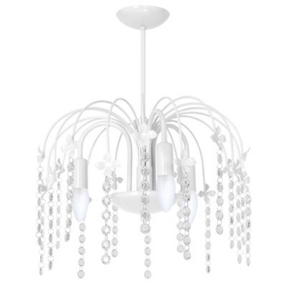 Παιδικό Φωτιστικό Πολυέλαιος Laura 3φωτο Λευκό με Κρύσταλλα - MiLagro