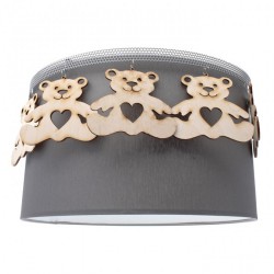 Παιδικό Φωτιστικό Οροφής Υφασμάτινο Καπέλο Φ35 Γκρι με Αρκουδάκια - MiLagro