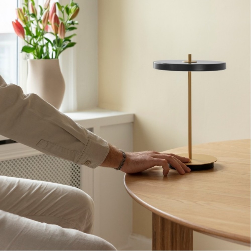 LED Πορτατίφ Μπαταρίας Επαναφορτιζόμενο Asteria Move Anthracite Grey Dimmable by UMAGE