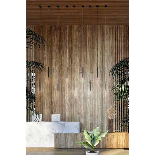 LED Κρεμαστό Φωτιστικό Από Ξύλο Δρυς Μαύρο - Black OAK 4W Chimes Tall by UMAGE