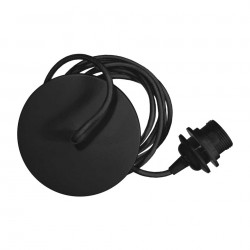 Κρεμαστή Ανάρτηση Με Ροζέτα Μεταλλική με Υφασμάτινο Καλώδιο Μαύρη 1xE27  Rosette by UMAGE