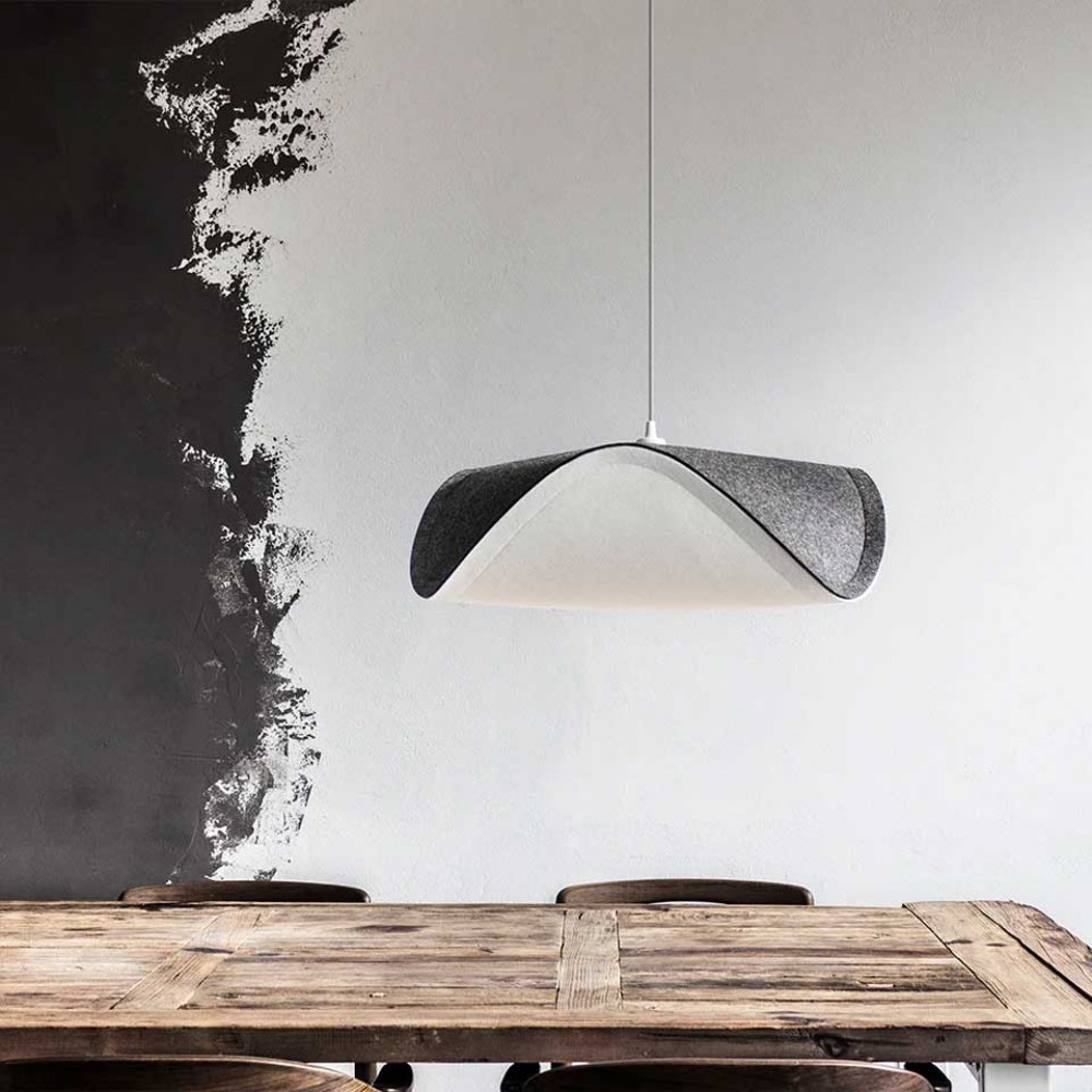 Κάλυμμα Φωτιστικού Από Ύφασμα Λευκό-Γκρι Sine by UMAGE