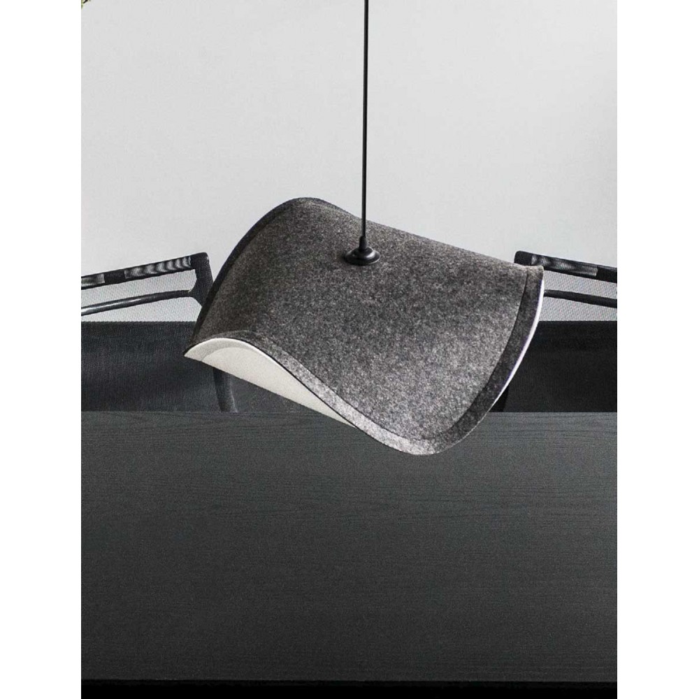 Κάλυμμα Φωτιστικού Από Ύφασμα Λευκό-Γκρι Sine by UMAGE