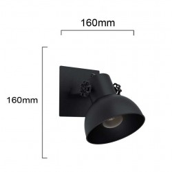 Φωτιστικό Σποτ Vintage Industrial Μαύρο Ματ 1x40W E27 BARNSTAPLE 1 - Eglo