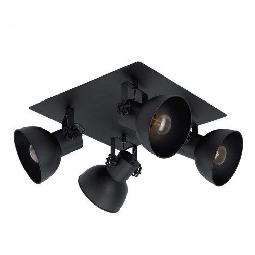 Φωτιστικό Σποτ Vintage Industrial Μαύρο Ματ 4x40W E27 BARNSTAPLE 1 - Eglo