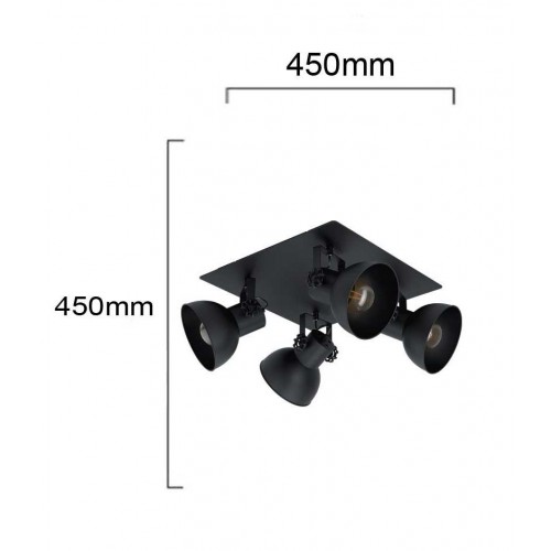 Φωτιστικό Σποτ Vintage Industrial Μαύρο Ματ 4x40W E27 BARNSTAPLE 1 - Eglo