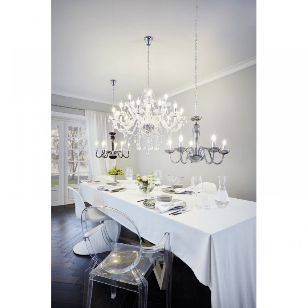 Κρεμαστό Φωτιστικό Πολυέλαιος Γυάλινος Διάφανος Ø100cm 18x 40W E14 BASILANO 1 Eglo