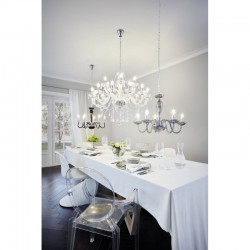 Κρεμαστό Φωτιστικό Πολυέλαιος Γυάλινος Διάφανος Ø100cm 18x 40W E14 BASILANO 1 Eglo