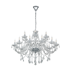 Κρεμαστό Φωτιστικό Πολυέλαιος Γυάλινος Διάφανος Ø100cm 18x 40W E14 BASILANO 1 Eglo