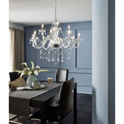 Κρεμαστό Φωτιστικό Πολυέλαιος Γυάλινος Διάφανος Ø100cm 12x 40W E14 BASILANO 1 Eglo