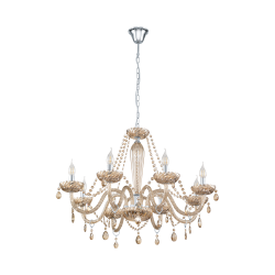 Κρεμαστό Φωτιστικό Πολυέλαιος Γυάλινος Σε Χρώμα Κονιάκ Ø82cm 8x 40W E14 BASILANO Eglo