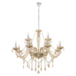 Κρεμαστό Φωτιστικό Πολυέλαιος Γυάλινος Σε Χρώμα Κονιάκ Ø100cm 12x 40W E14 BASILANO Eglo