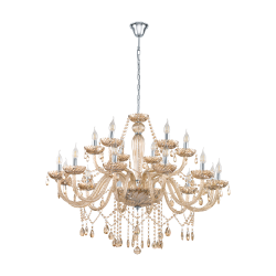 Κρεμαστό Φωτιστικό Πολυέλαιος Γυάλινος Σε Χρώμα Κονιάκ Ø100cm 18x 40W E14 BASILANO Eglo