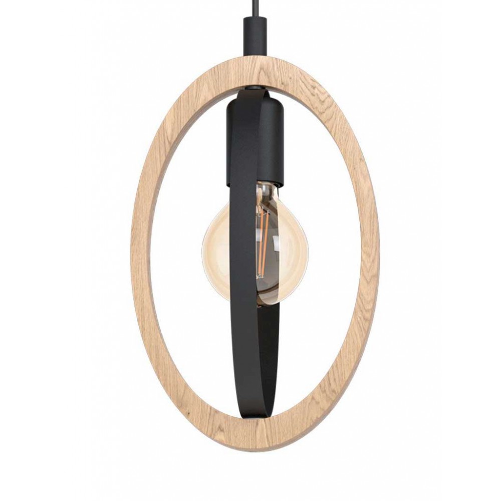 Vintage Κρεμαστό Φωτιστικό Από Μέταλλο Και Ξύλο Τρίφωτο Σε Ράγα 3x40W E27 BASILDON - Eglo