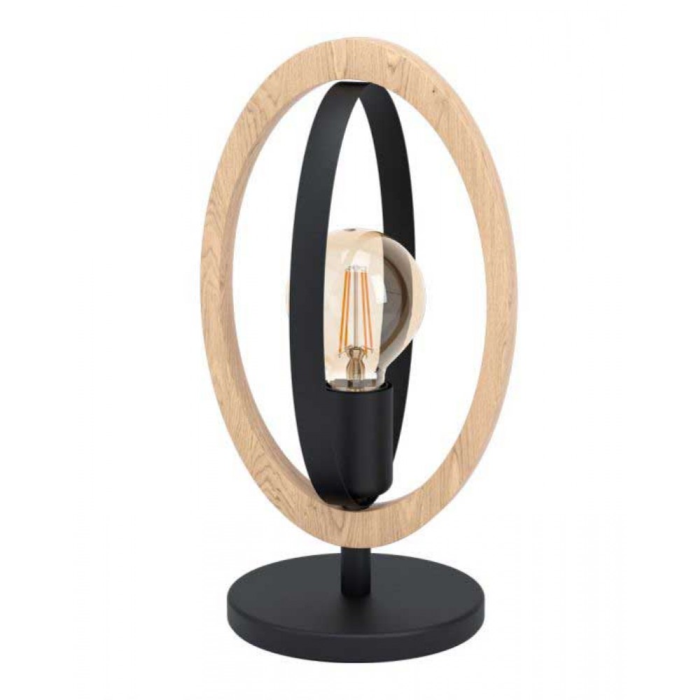 Vintage Επιτραπέζιο Φωτιστικό Από Μέταλλο Και Ξύλο 1x40W E27 BASILDON - Eglo