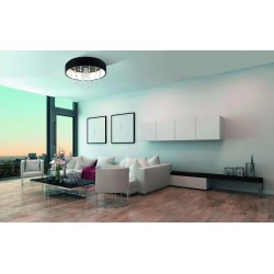 LED Πλαφονιέρα Μαύρη Με Κρύσταλλα 6 x 5,4W + 34W BERLONA - Eglo