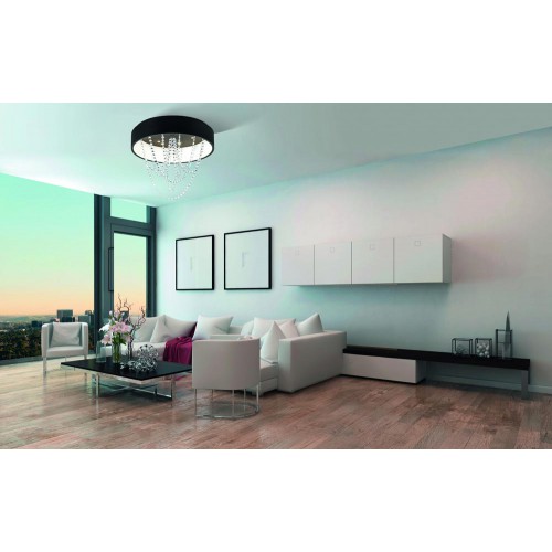 LED Πλαφονιέρα Μαύρη Με Κρύσταλλα 6 x 5,4W + 34W BERLONA - Eglo