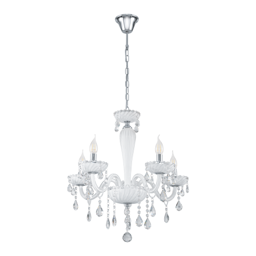 Κρεμαστό Φωτιστικό Πολυέλαιος Γυάλινος Λευκός Ø59cm 5X 40W E14 CARPENTO EGLO