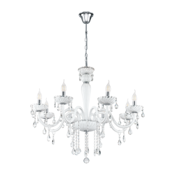 Κρεμαστό Φωτιστικό Πολυέλαιος Γυάλινος Λευκός Ø70cm 8X 40W E14 CARPENTO EGLO