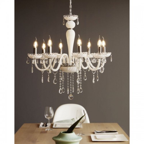 Κρεμαστό Φωτιστικό Πολυέλαιος Γυάλινος Λευκός Ø70cm 8X 40W E14 CARPENTO EGLO