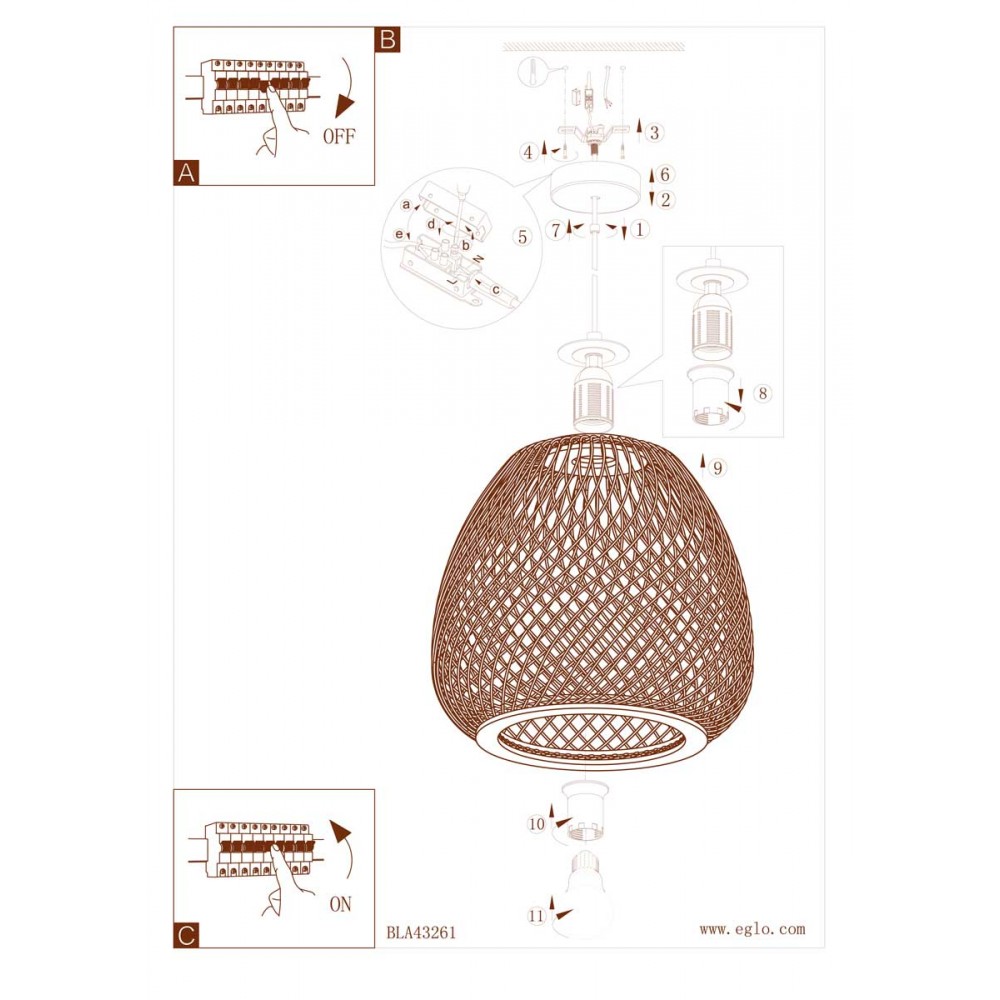 Vintage Κρεμαστό Φωτιστικό Μονόφωτο Από Ξύλο Φυσικό 1xE27 40W DEMBLEBY - Eglo