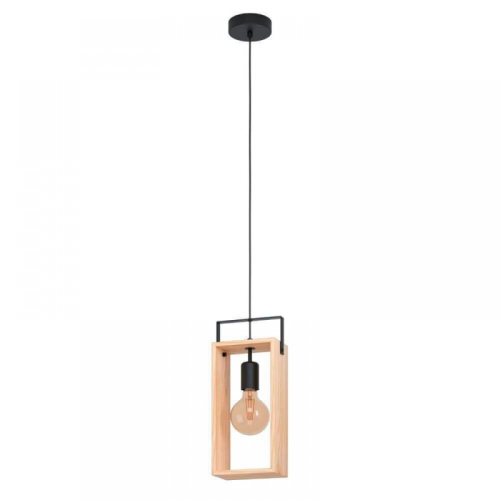 Vintage Κρεμαστό Φωτιστικό Από Μέταλλο Και Ξύλο Μονόφωτο 1x60W E27 FAMBOROUGH - Eglo
